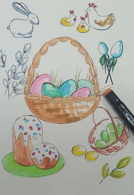 Мастер-класс по скетчингу Радостно Пасху встречаем