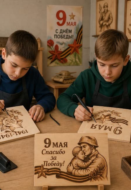 Деревянная открытка в технике выжигания к 9 мая. Мастер-класс