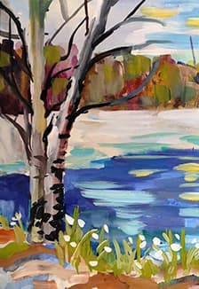 Белая берёза - символ России. Живопись гуашью