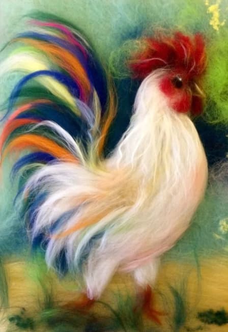 Мастер-класс по шерстяной акварели Пасхальный петушок