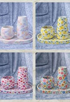 Роспись гипсового трио - поднос, вазочка и подсвечник: Мастер-класс