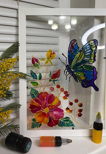 Живопись по стеклу: Цветочный витраж. Мастер-класс