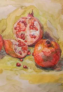 Гранаты акварелью. Мастер-класс по живописи