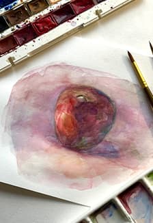 Этюд фрукта акварелью