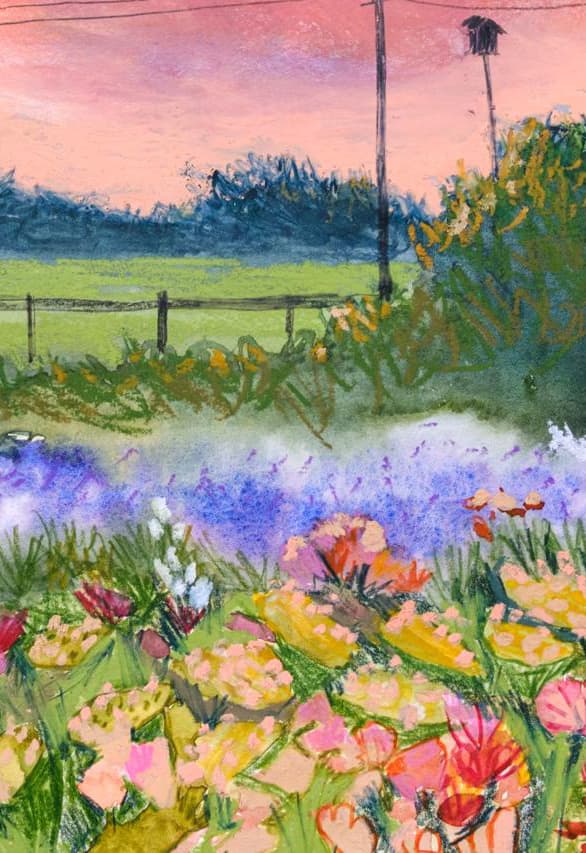 Рисуем цветочное поле пастелью. Мастер-класс
