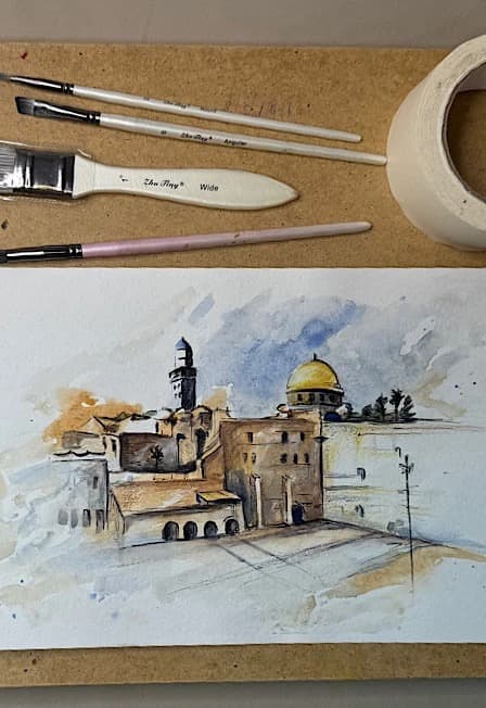 Акварельный пейзаж в теплых тонах. Мастер-класс