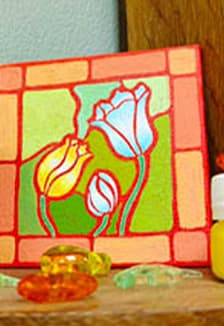 Витражные тюльпаны: Роспись на холсте. Музейное занятие