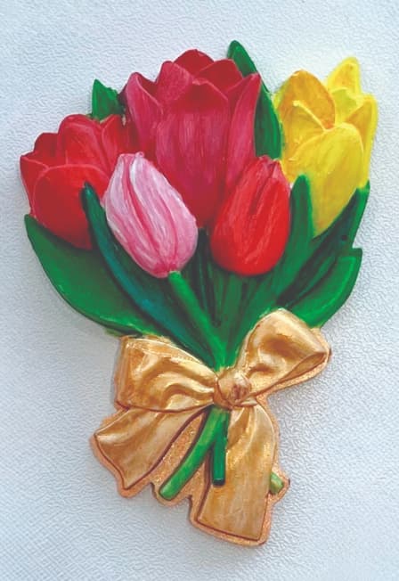 Весенний букет. Мастер-класс по росписи гипсового магнита