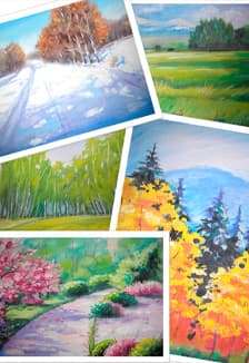 Пейзаж гуашью "Времена года". Мастер-класс