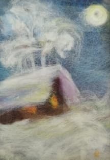 Пейзаж в технике шерстяной акварели: Мастер-класс