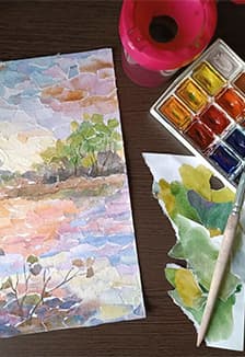 Природа Мордовии в технике обрывной аппликации. Мастер-класс