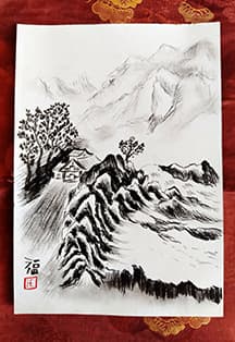 Китайская живопись "Горный Пейзаж в Китайском стиле Гохуа". Музейное Занятие