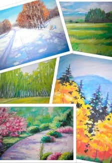 Пейзаж гуашью "Времена года". Мастер-класс