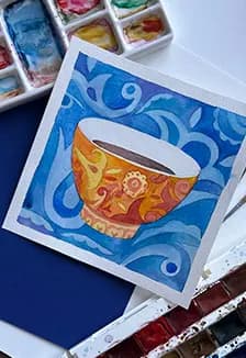 Татарская пиала. Акварельная живопись