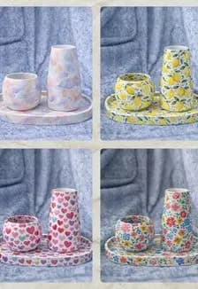 Роспись гипсового трио - поднос, вазочка и подсвечник: Мастер-класс