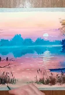 Пейзаж в технике "гуашь". Мастер-класс