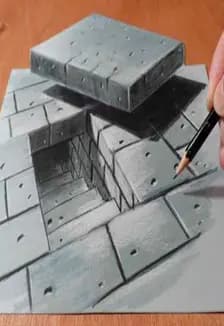 Иллюзия, 3D рисунок, графитный карандаш, фломастеры. Мастер-класс