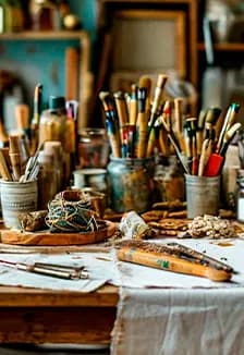 Творческие занятия в Холмогорской библиотеке им. М. В. Ломоносова. Камни-сувениры: роспись природными мотивами