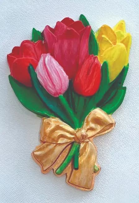 Весенний букет. Мастер-класс по росписи гипсового магнита