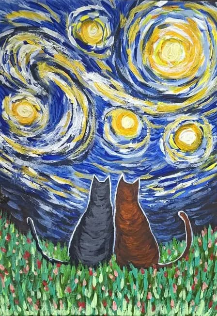 Весенние коты. Мастер-класс по живописи