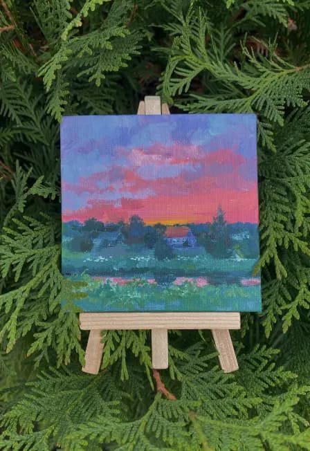 Мини-картина на мольберте: Мастер-класс по рисованию акрилом