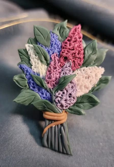 Брошь "Сирень" Мастер-класс по лепке из полимерной глины