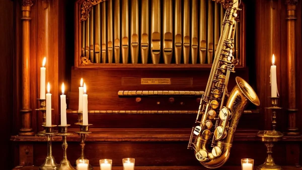 Орган и саксофон при свечах (Шведская церковь Святой Екатерины)