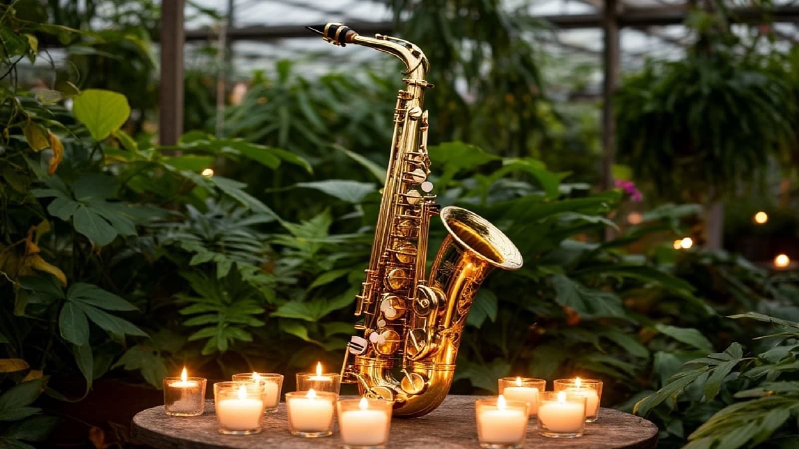 Романтический джаз при свечах в оранжерее