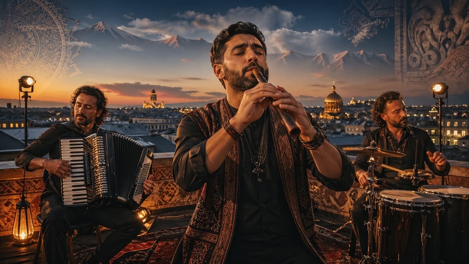 Концерт на крыше. Дудук, аккордеон и барабаны