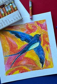 Образ ласточки масляной пастелью