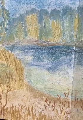 Рисуем реку сухой пастелью. Мастер-класс